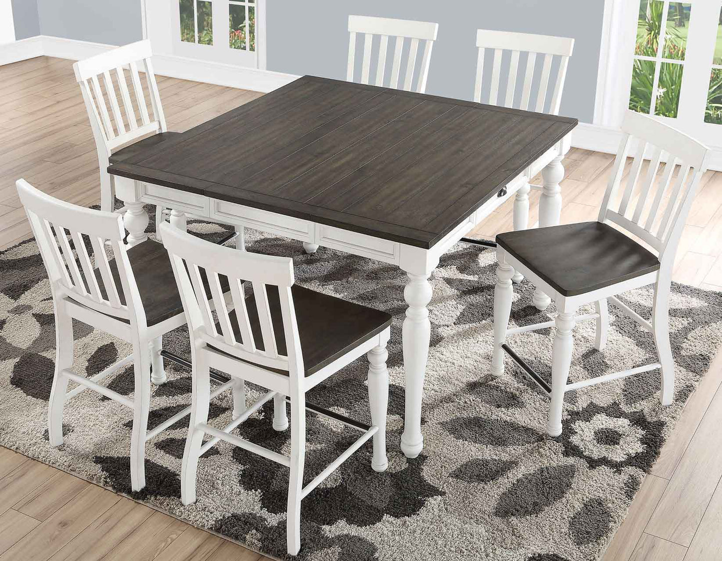 Joanna Two-Tone Drop-Leaf Counter Height Set (table & 4 chairs) by Steve Silver