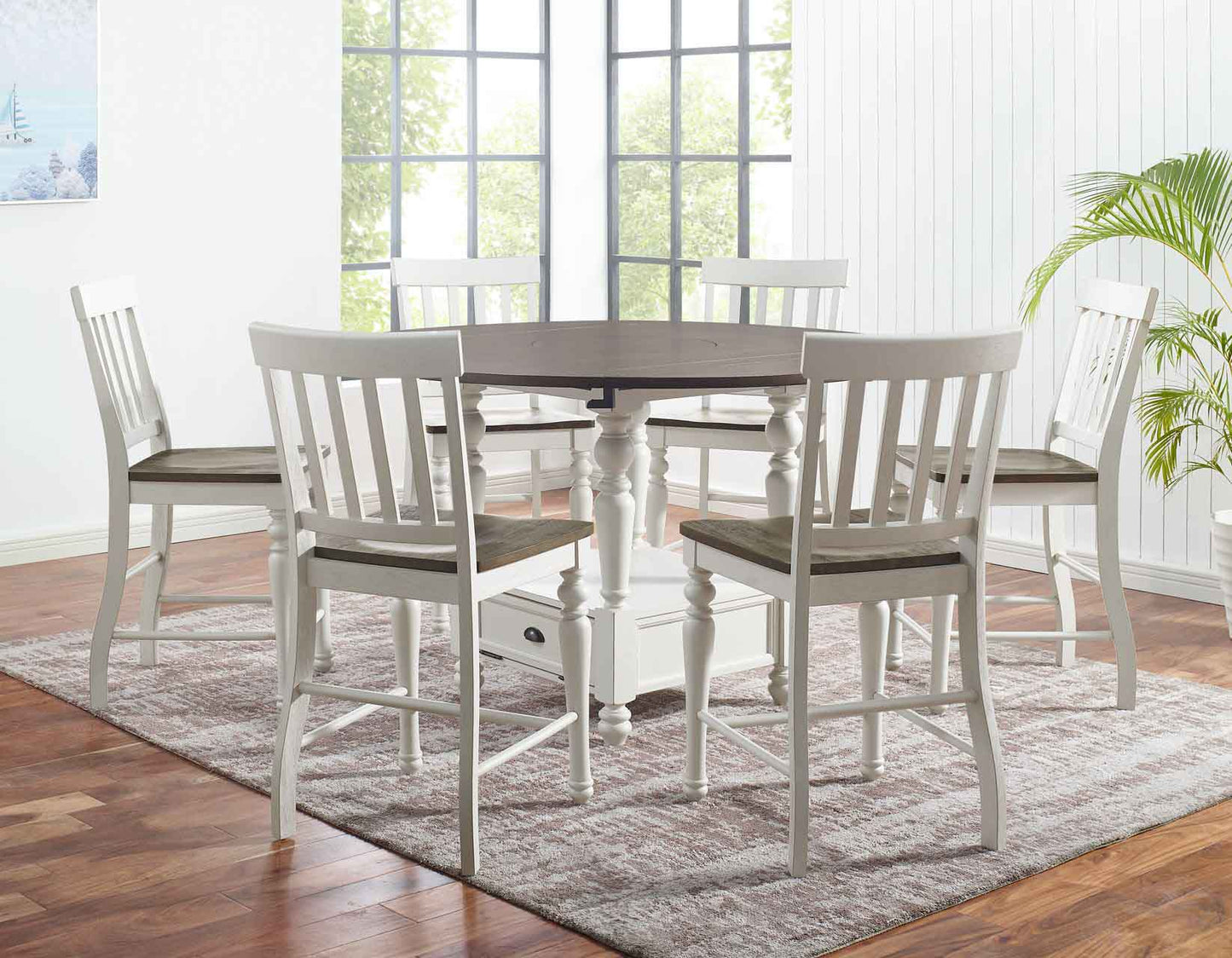 Joanna Two-Tone Drop-Leaf Counter Height Set (table & 4 chairs) by Steve Silver