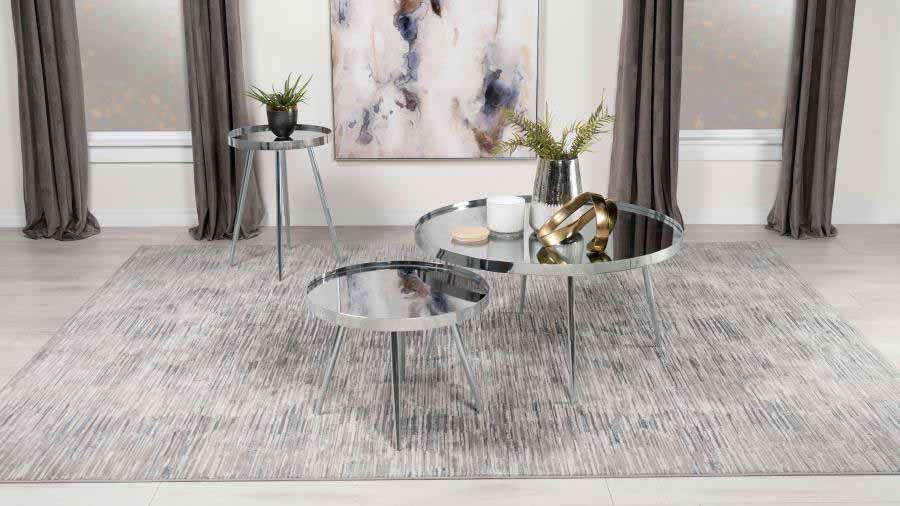 Kaelyn Chrome Mirror Top Nesting Coffee Table by Coaster