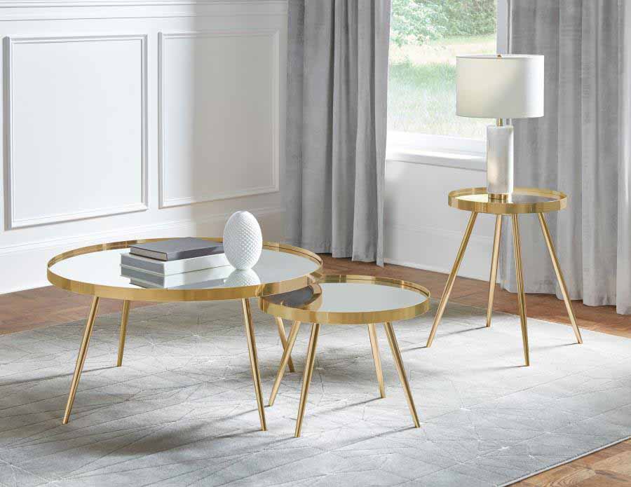 Kaelyn Gold Mirror Top End Table by Coaster