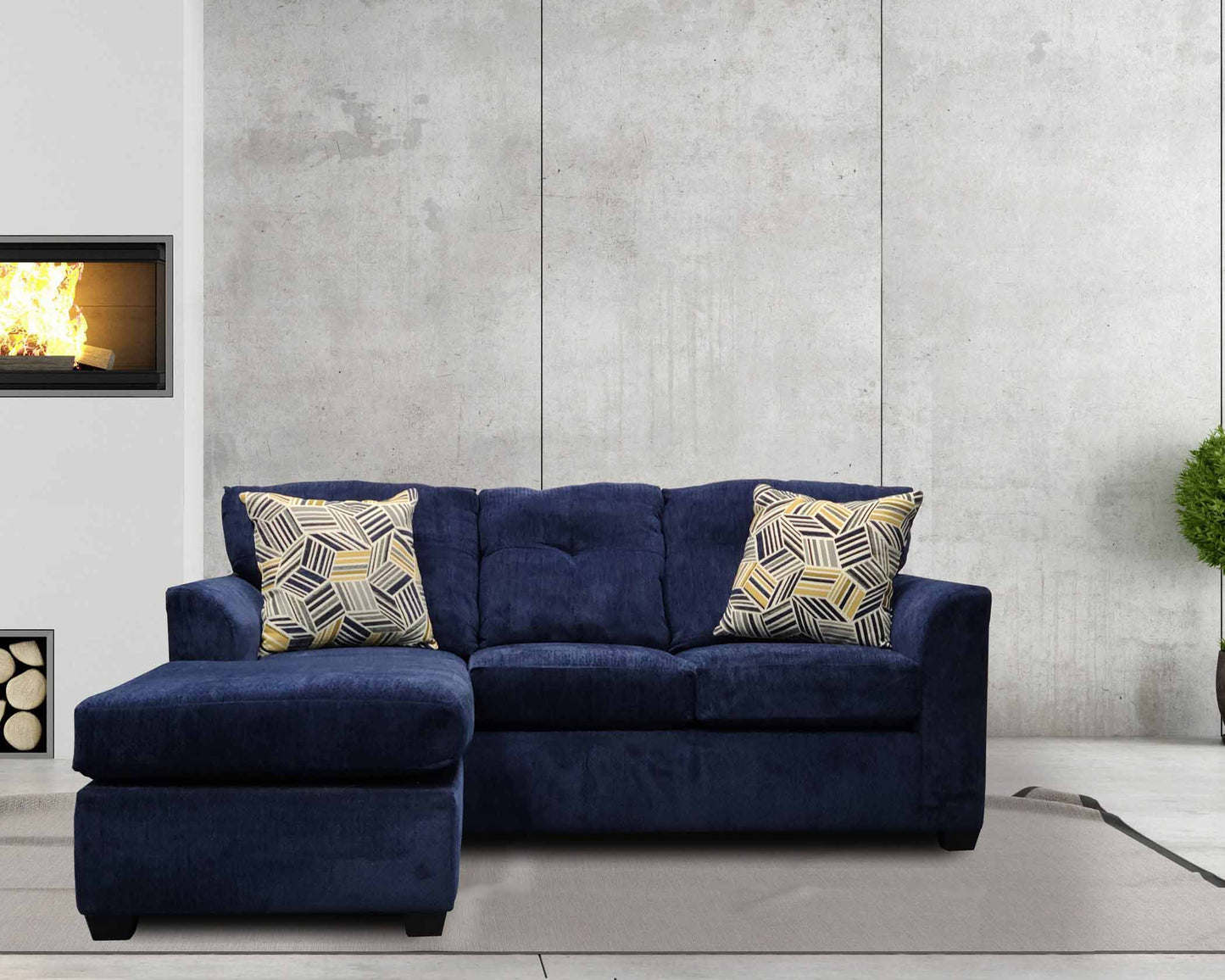 Kennedy Gray Navy Sofa Chaise by Washington Furniture