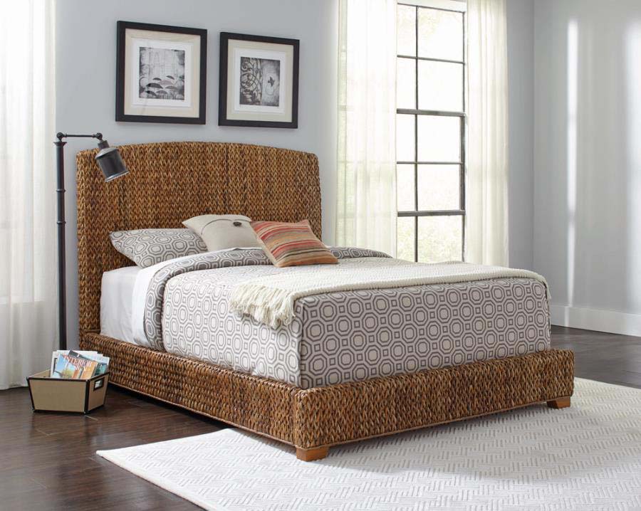 King Laughton Woven Banana Leaf Bed Frame by Coaster