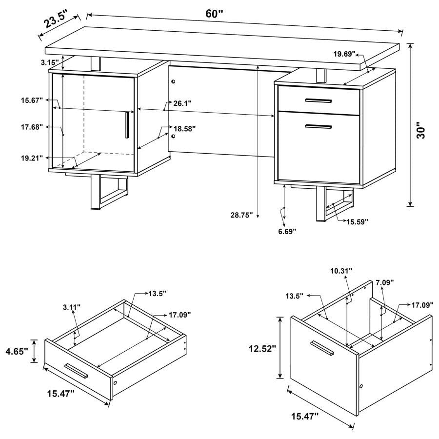 Lawtey White Desk by Coaster