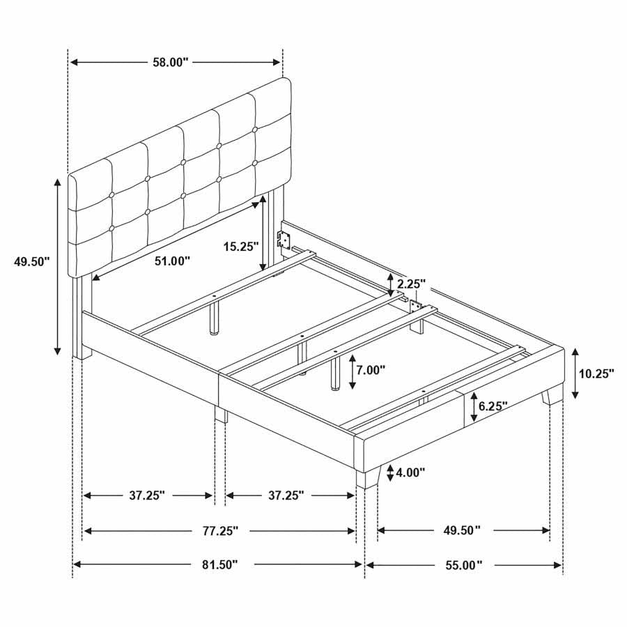 Full Mapes Grey Upholstered Panel Bed Frame by Coaster