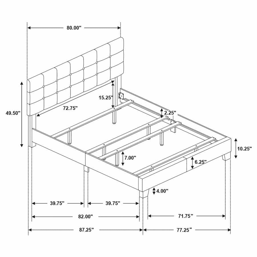 King Mapes Charcoal Upholstered Panel Bed Frame by Coaster