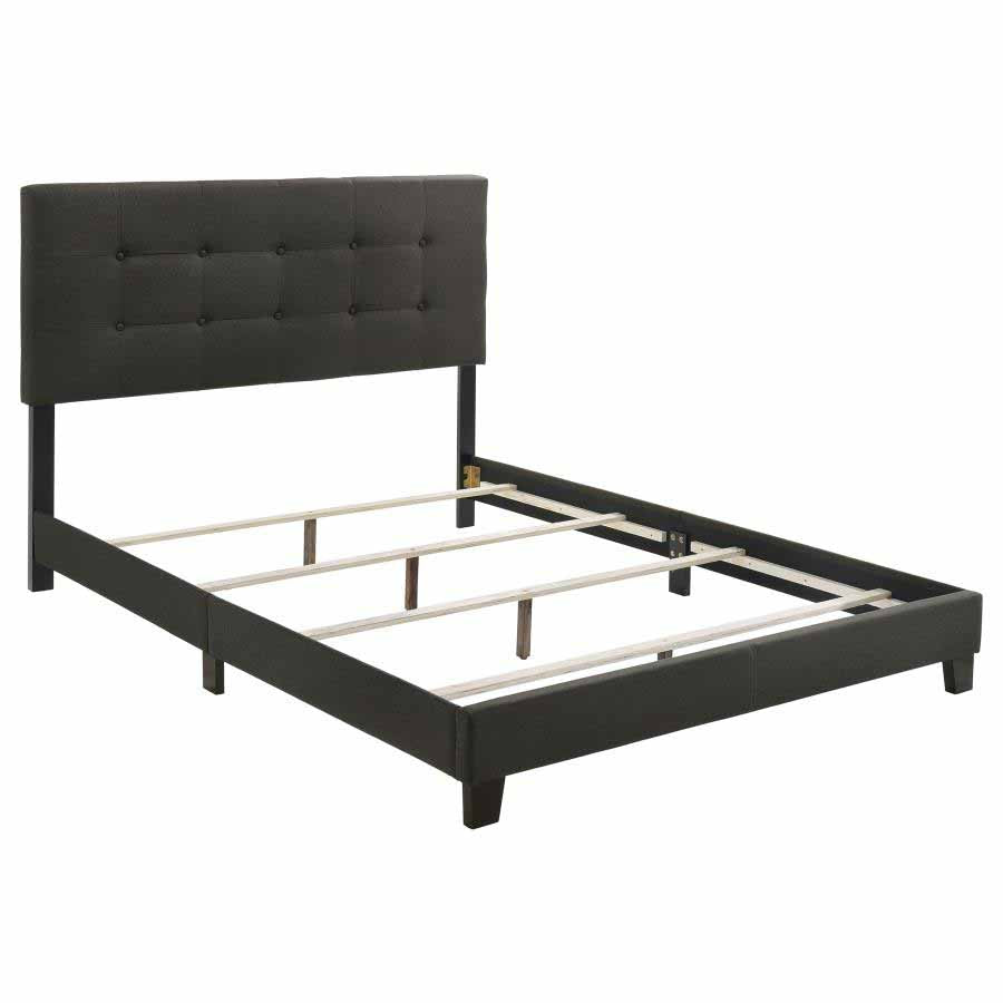 King Mapes Charcoal Upholstered Panel Bed Frame by Coaster