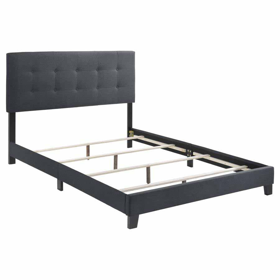 King Mapes Grey Upholstered Panel Bed Frame by Coaster