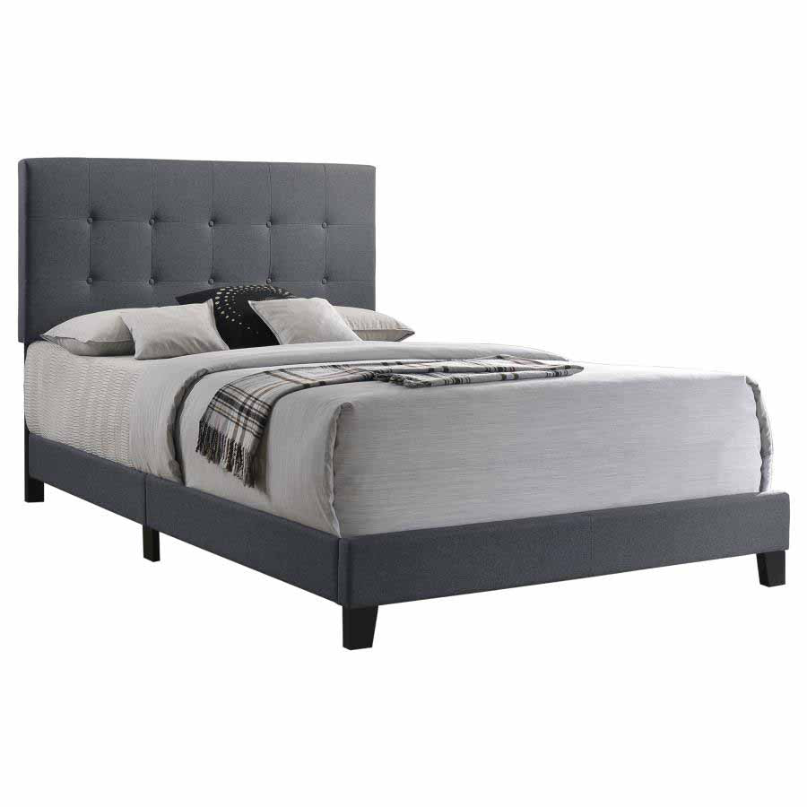 Full Mapes Grey Upholstered Panel Bed Frame by Coaster