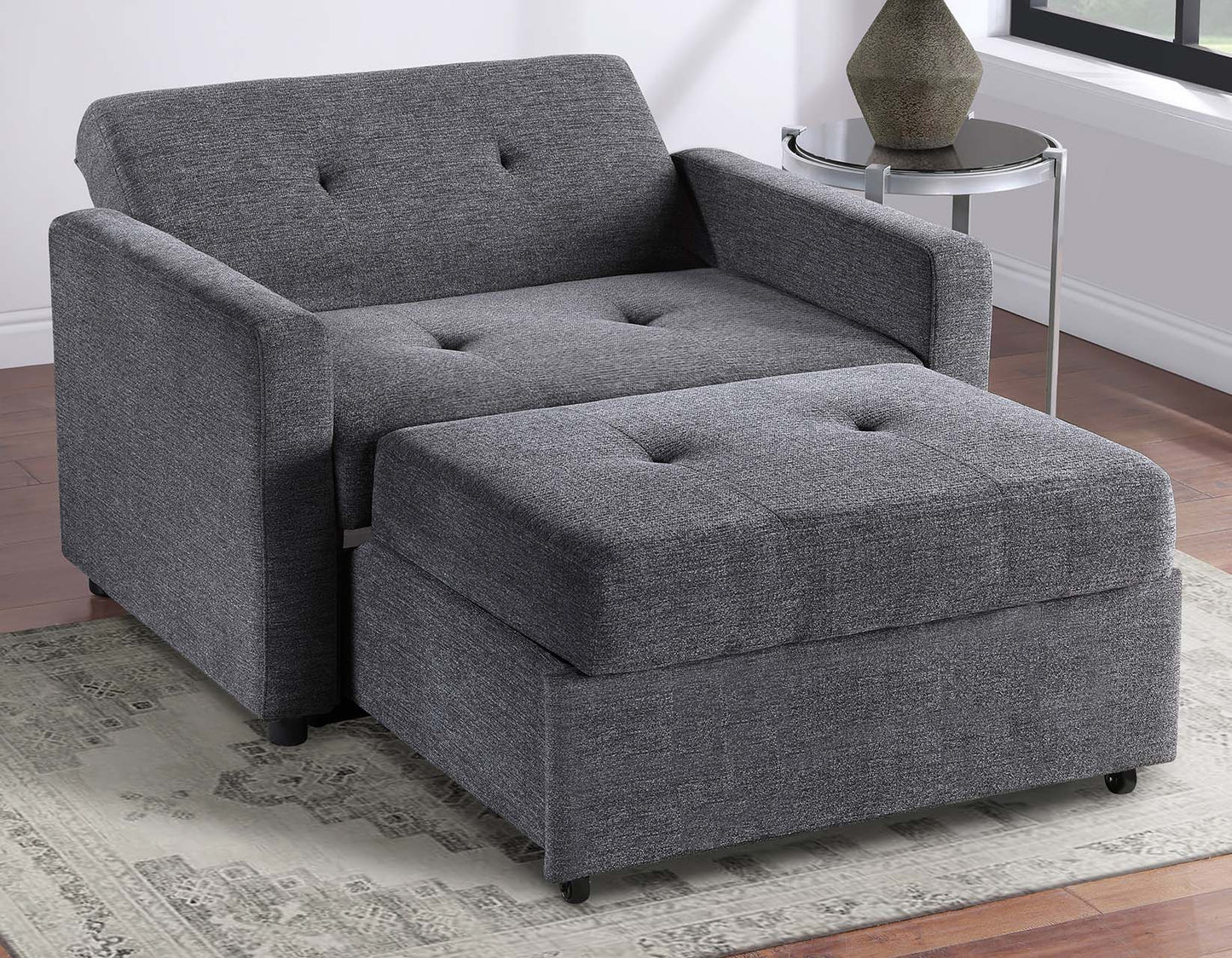 Noah Gray Convertible Sleeper Chair-and-a-Half by Steve Silver