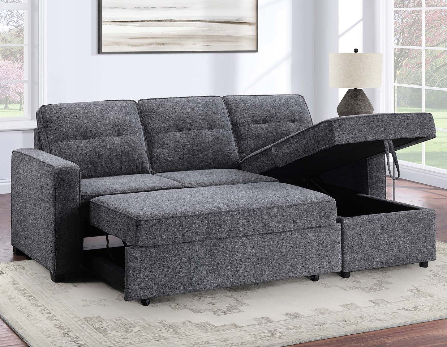 Noah Gray Convertible Storage Sleeper Chofa by Steve Silver