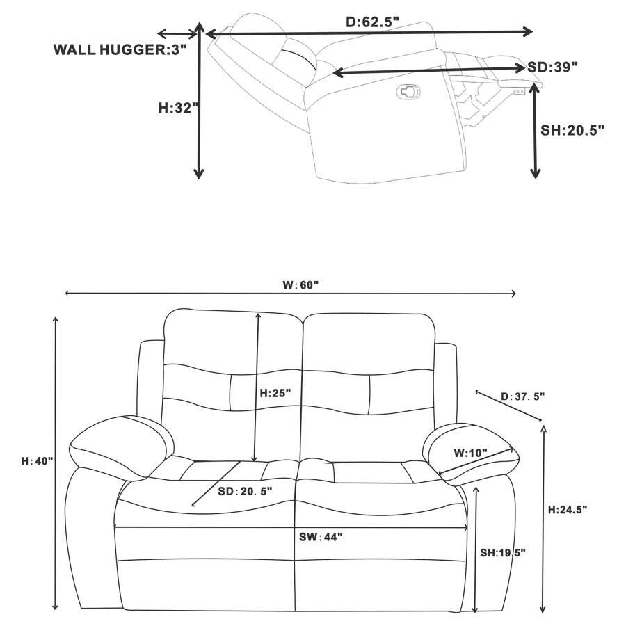 Nova Reclining Love Seat by Coaster