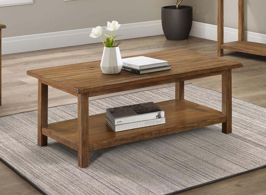 Payne Distressed Brown Coffee Table with Drawer by Coaster