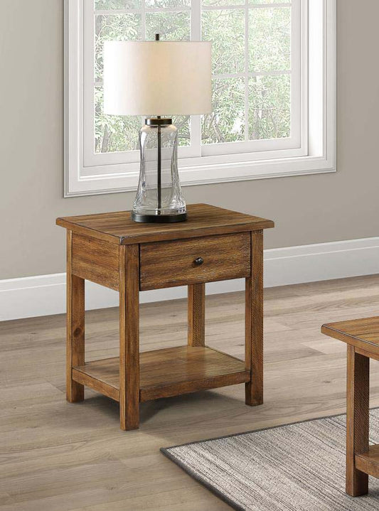 Payne Distressed Brown End Table with Drawer by Coaster