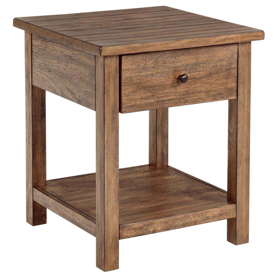 Payne Distressed Brown End Table with Drawer by Coaster