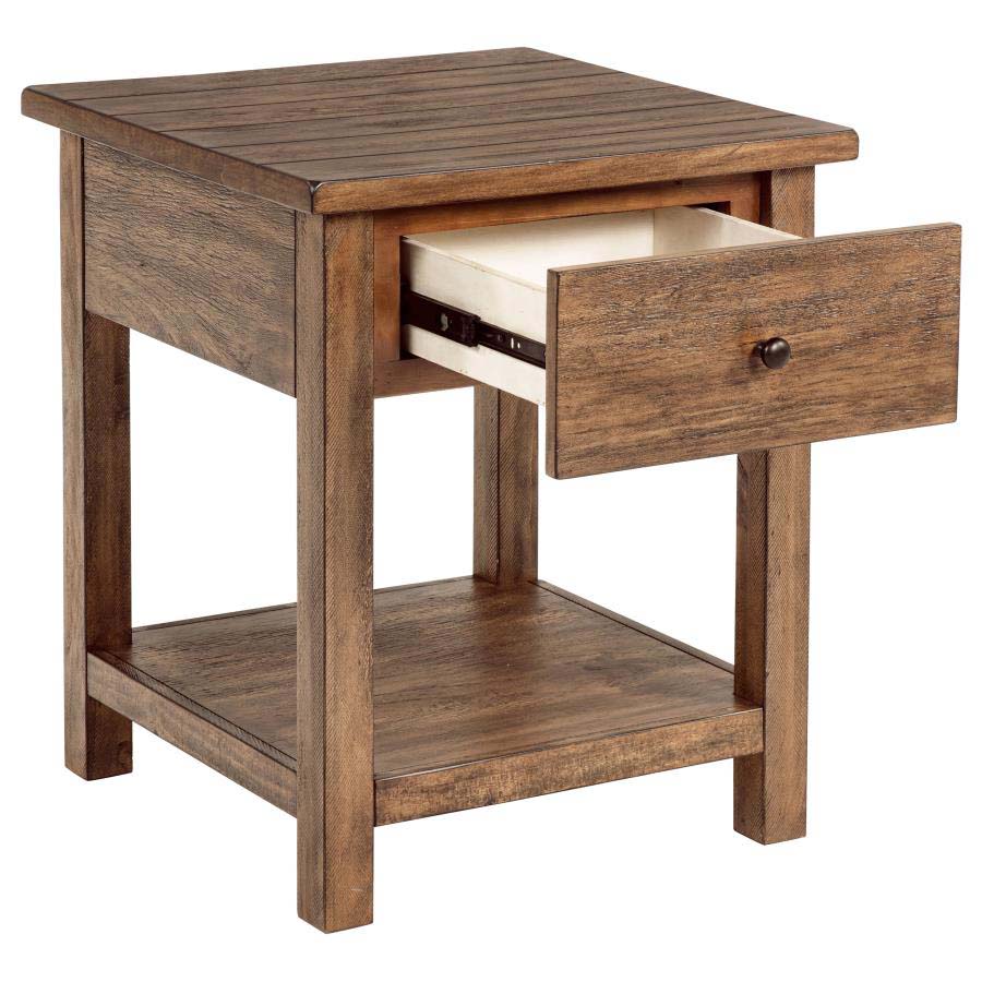 Payne Distressed Brown End Table with Drawer by Coaster
