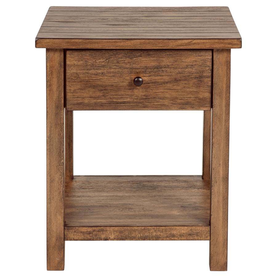 Payne Distressed Brown End Table with Drawer by Coaster