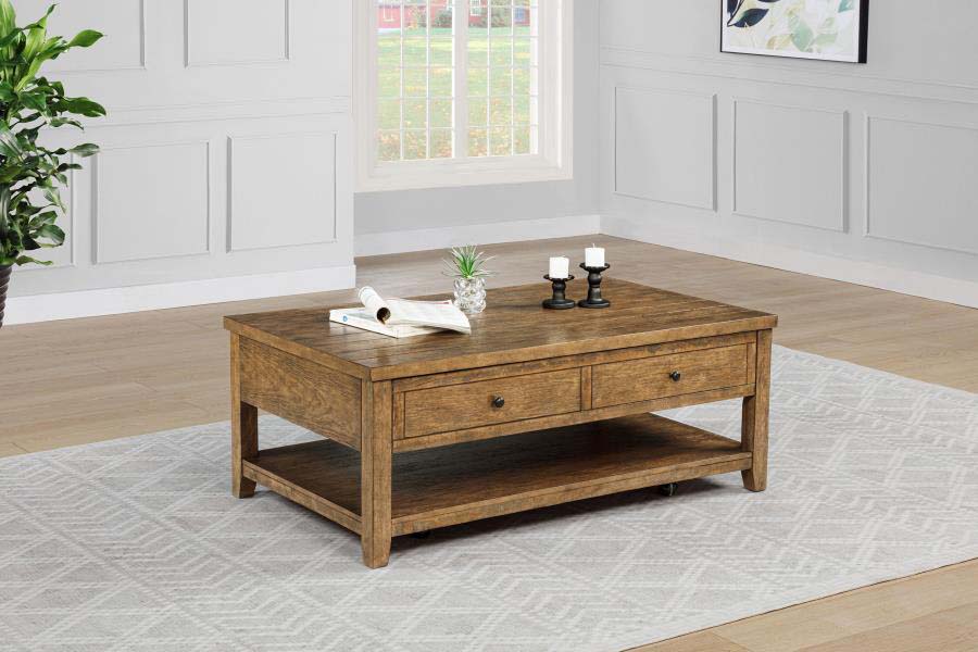 Payne Distressed Brown Lift Top Coffee Table with Drawer by Coaster