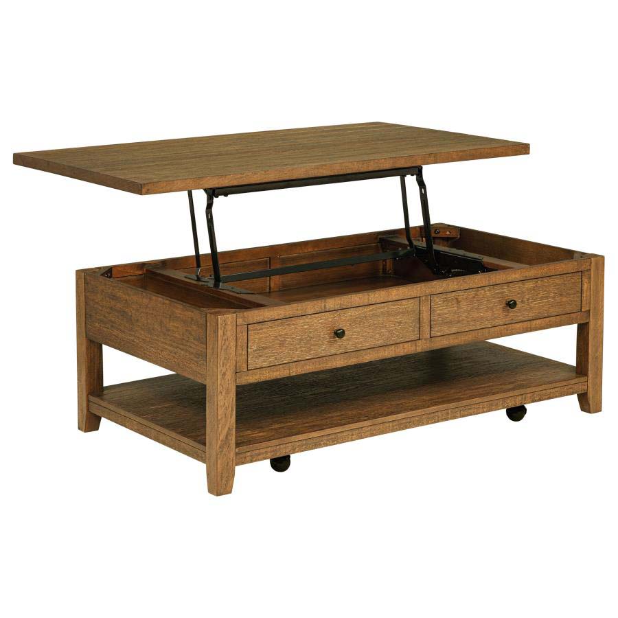 Payne Distressed Brown Lift Top Coffee Table with Drawer by Coaster