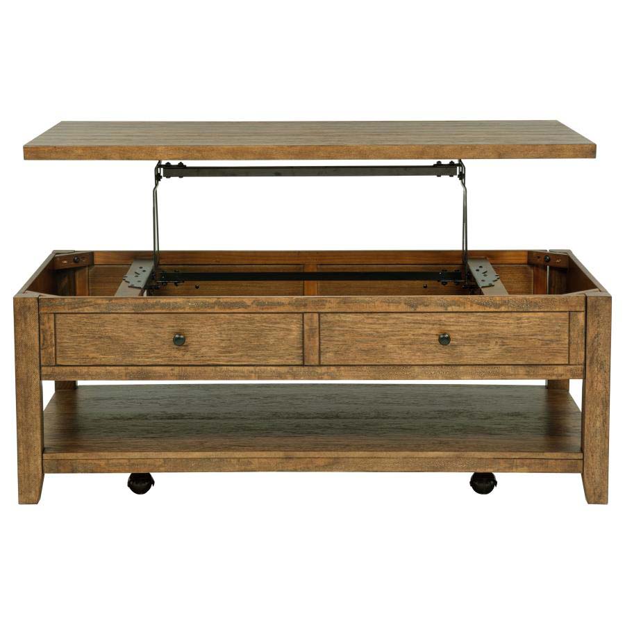 Payne Distressed Brown Lift Top Coffee Table with Drawer by Coaster