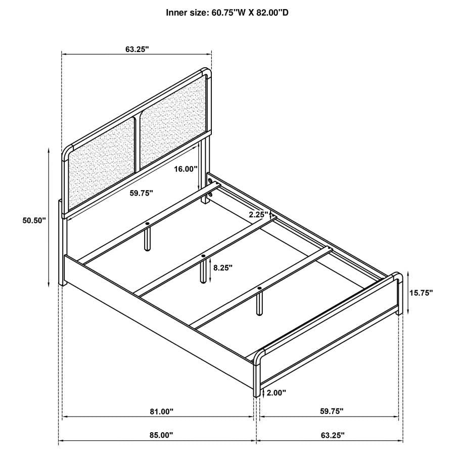 Queen Cavelle Upholstered Bed Frame by Coaster