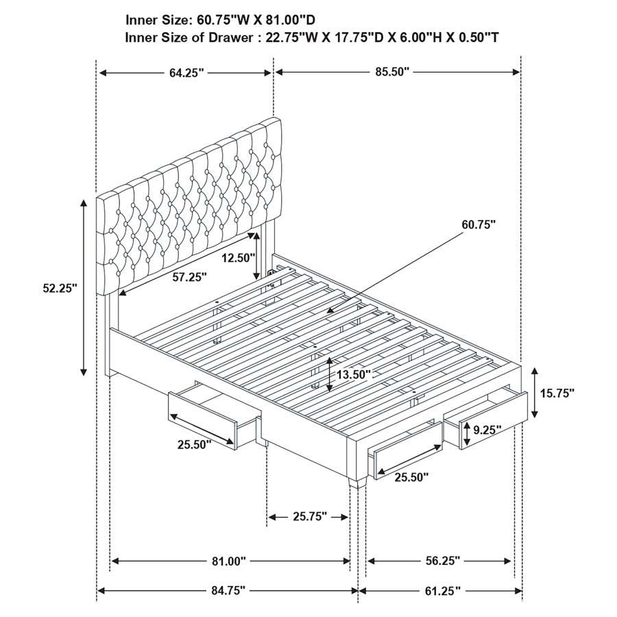 Queen Soledad Grey Upholstered Storage Bed Frame by Coaster