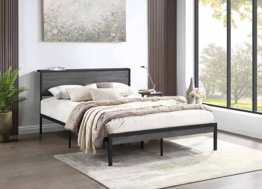 Full Ricky Grey Panel Metal Bed Frame by Coaster