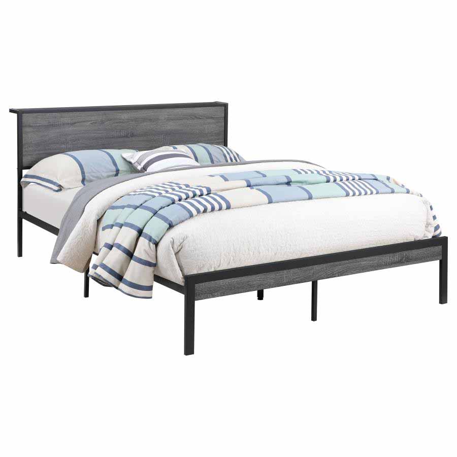 Full Ricky Grey Panel Metal Bed Frame by Coaster