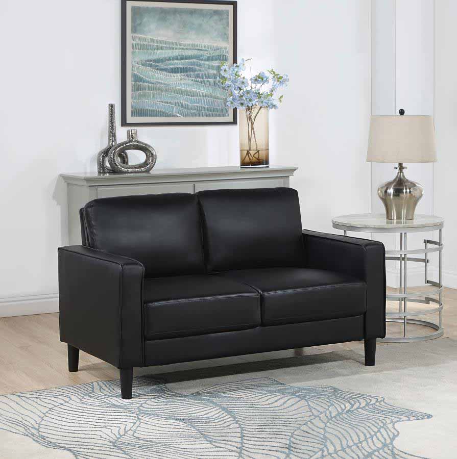 Ruth Black Sofa, Love Seat, and Chair by Coaster