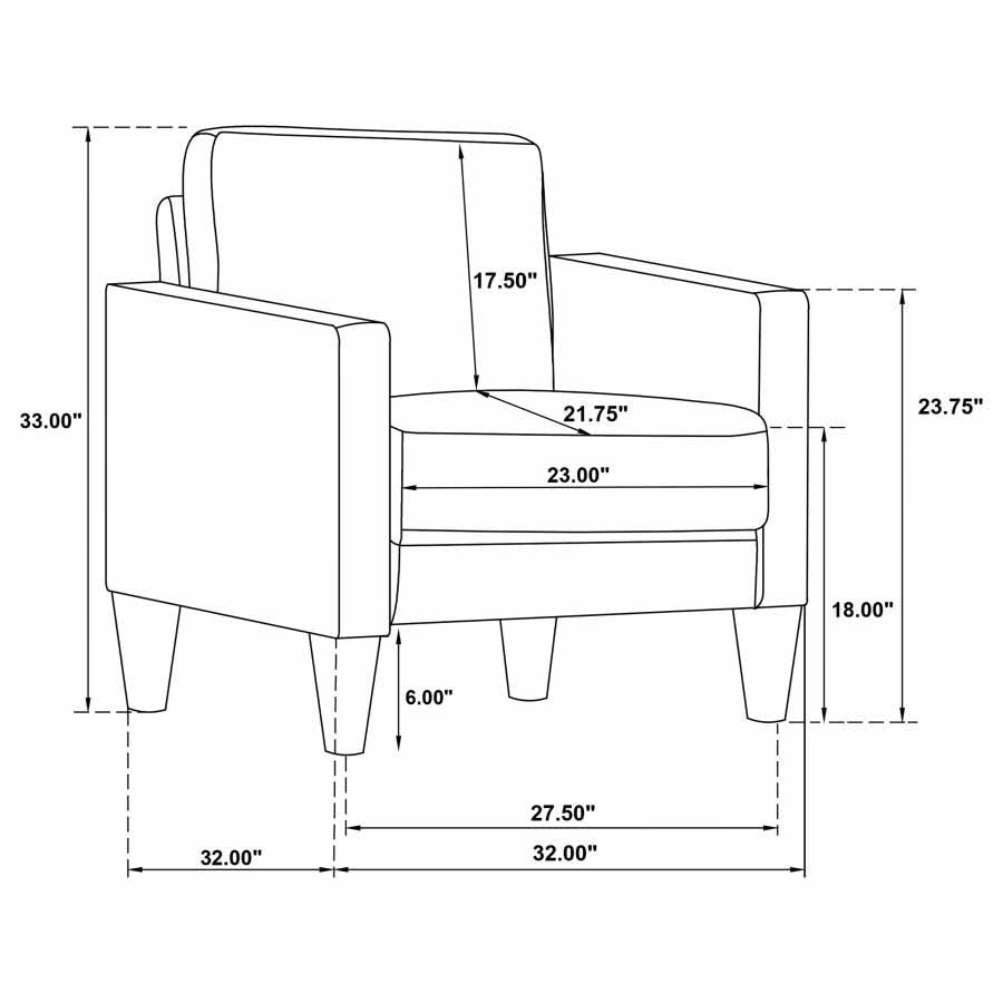 Ruth Black Sofa, Love Seat, and Chair by Coaster