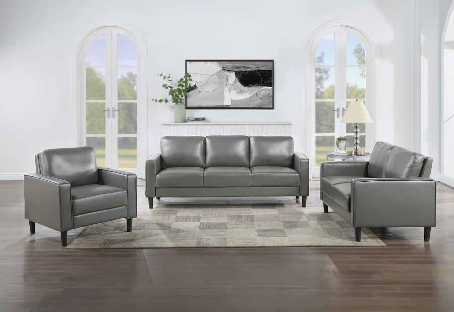 Ruth Grey Sofa, Love Seat, and Chair by Coaster