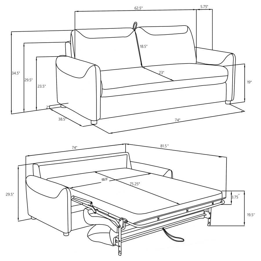 Rylie Grey Sleeper Sofa by Coaster