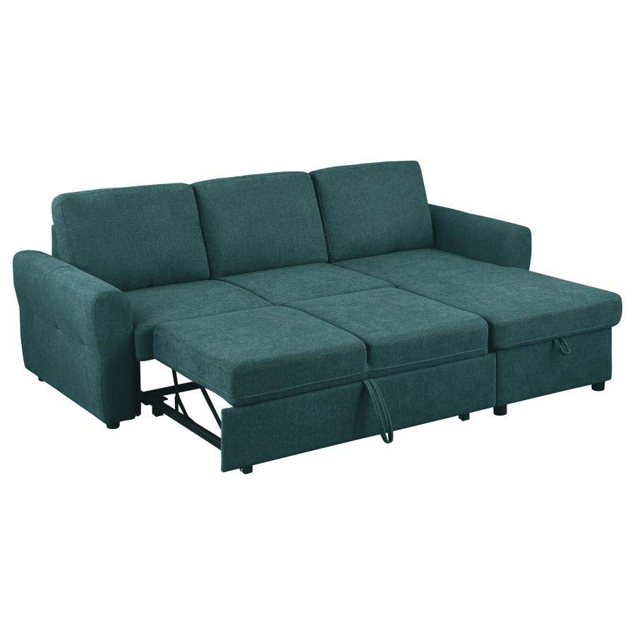 Samantha Teal Blue Sleeper Sectional by Coaster