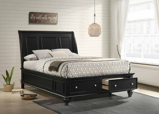 Queen Sandy Beach Black Storage Sleigh Bed Frame by Coaster