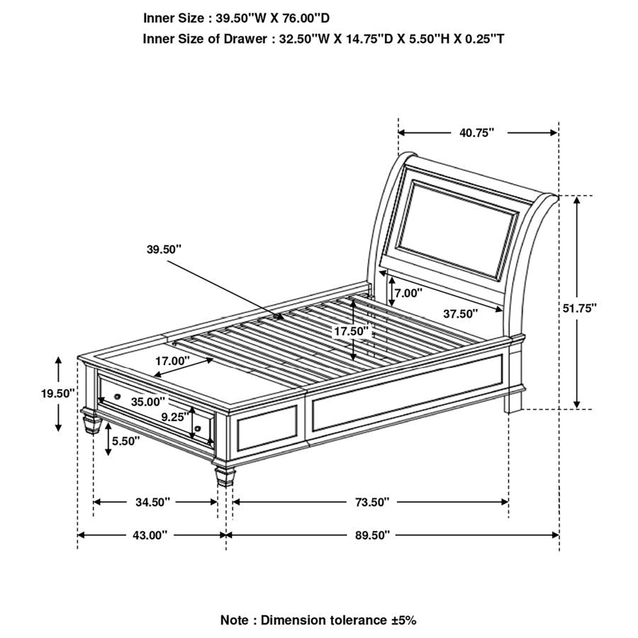 Twin Selena Storage Bed Frame by Coaster