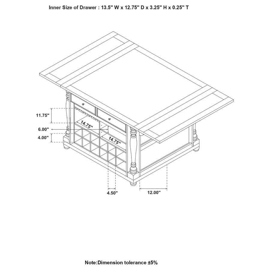 Slater Black Kitchen Island by Coaster