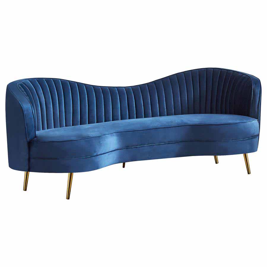 Sophia Blue Camel Back Sofa, Love Seat, and Chair by Coaster