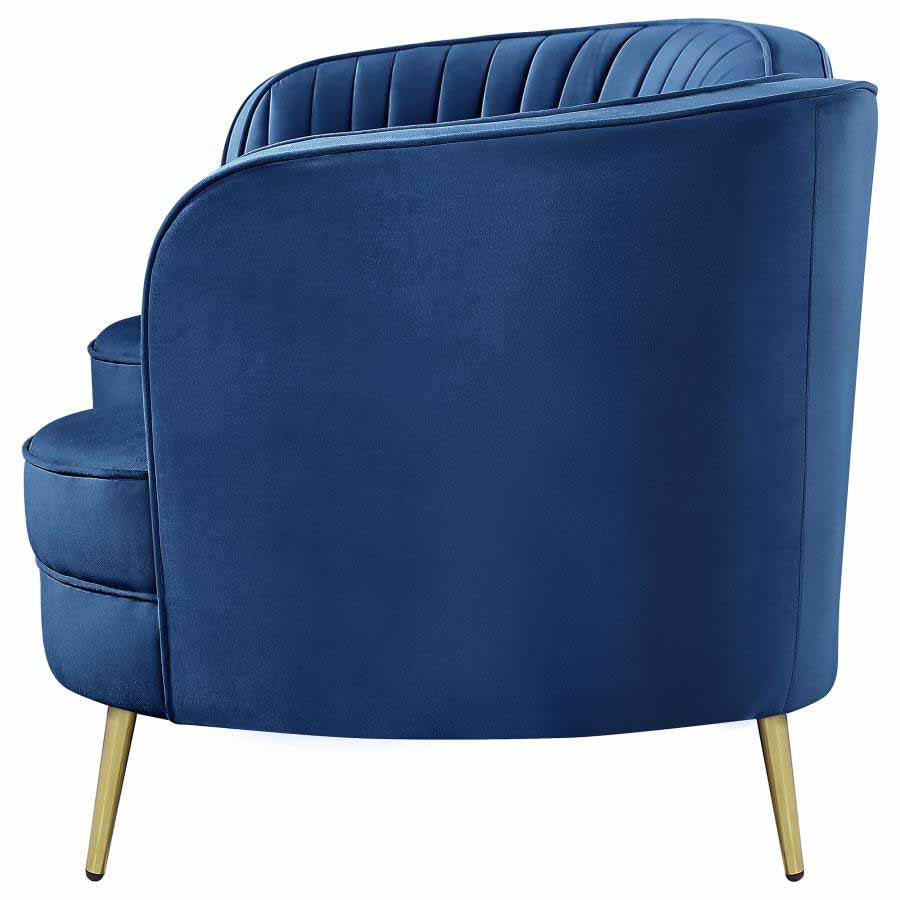 Sophia Blue Camel Back Sofa, Love Seat, and Chair by Coaster