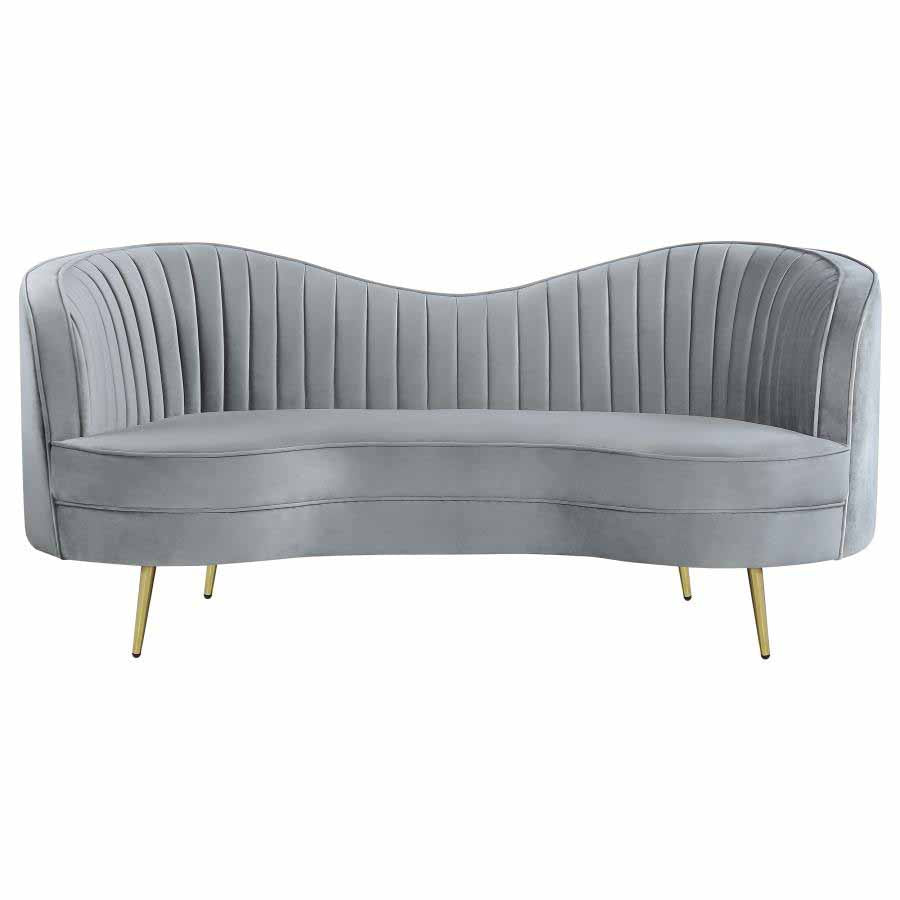 Sophia Grey Camel Back Sofa, Love Seat, and Chair by Coaster