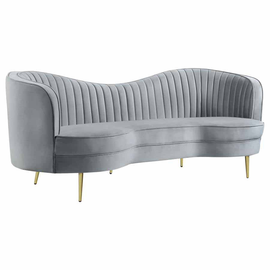 Sophia Grey Camel Back Sofa, Love Seat, and Chair by Coaster