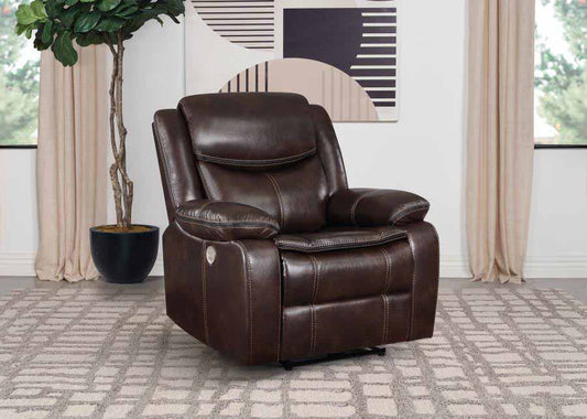 Sycamore Dark Brown Power Recliner by Coaster