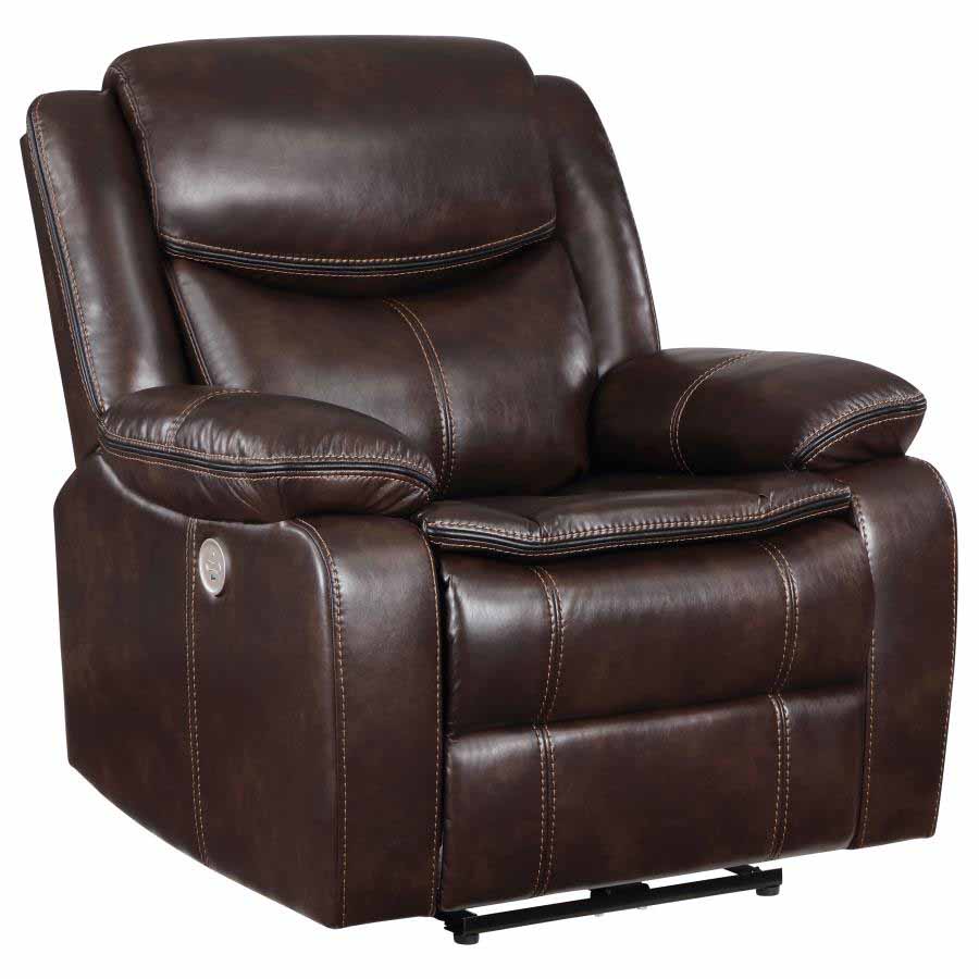 Sycamore Dark Brown Power Recliner by Coaster