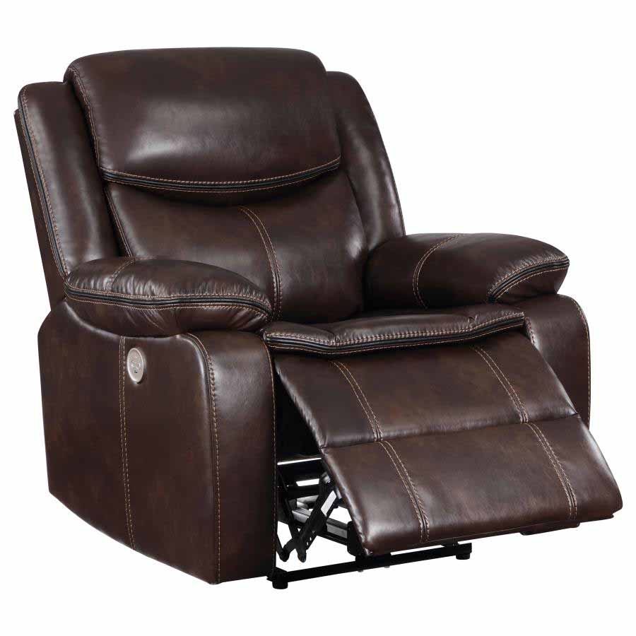 Sycamore Dark Brown Power Recliner by Coaster