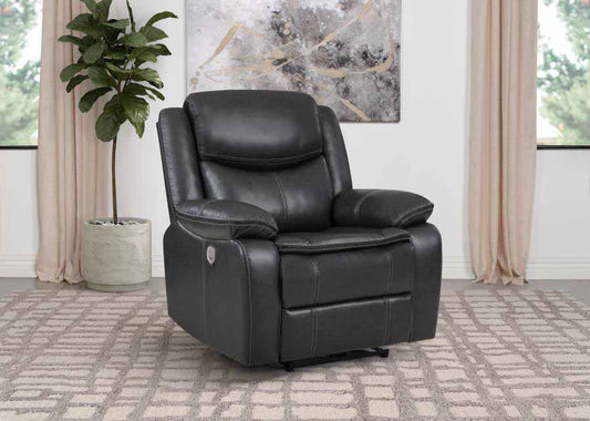 Sycamore Dark Grey Power Recliner by Coaster