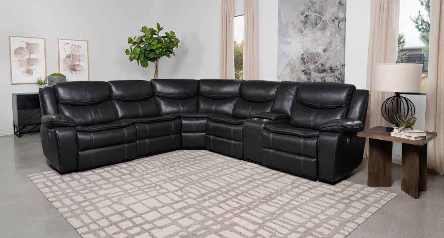 Sycamore Dark Grey Powered Reclining Sectional by Coaster