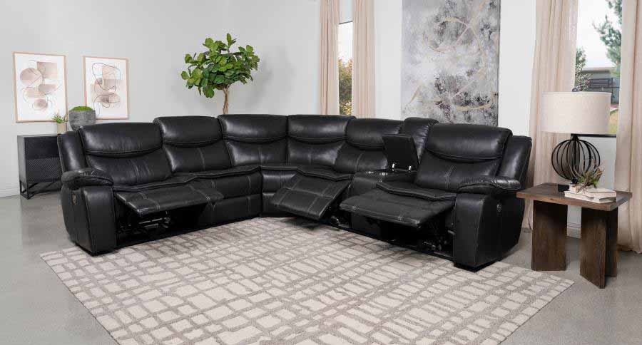 Sycamore Dark Grey Powered Reclining Sectional by Coaster