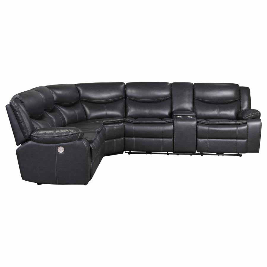 Sycamore Dark Grey Powered Reclining Sectional by Coaster