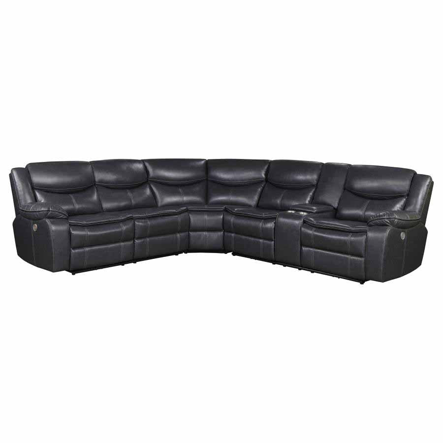 Sycamore Dark Grey Powered Reclining Sectional by Coaster