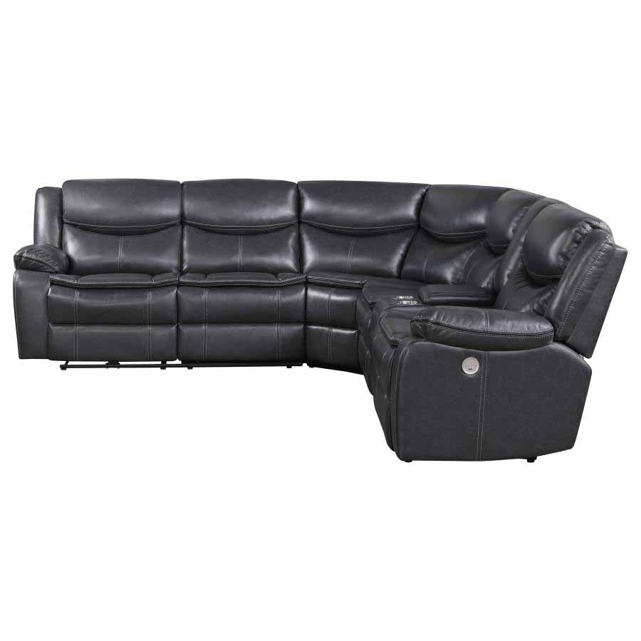 Sycamore Dark Grey Powered Reclining Sectional by Coaster