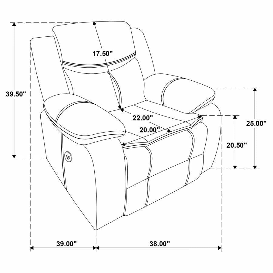 Sycamore Dark Brown Power Recliner by Coaster