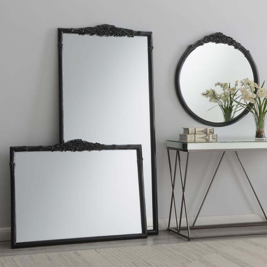 Sylvie Black French Provincial Rectangular Mantle Mirror by Coaster